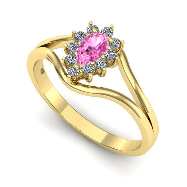 Inel de logodna din aur galben cu safir roz