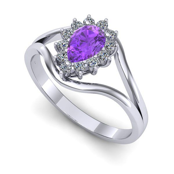 Inel de logodna din aur alb cu ametist