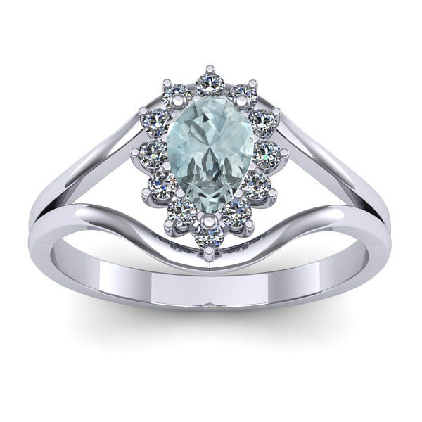 Inel cu aquamarin lacrima