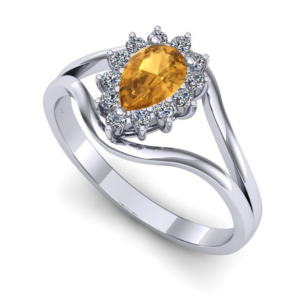 Inel de logodna din aur alb cu citrin