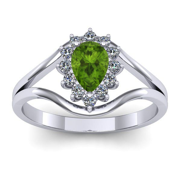 Inel de logodna cu peridot lacrima