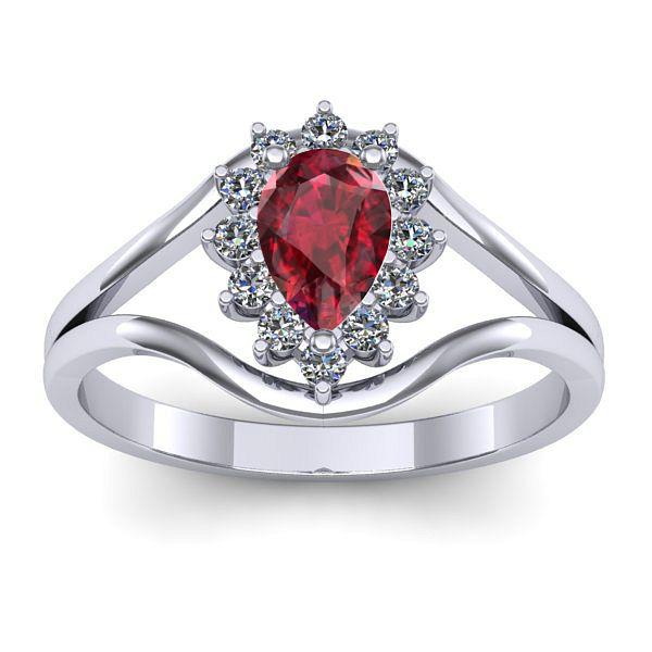 Inel logodna cu rubin lacrima