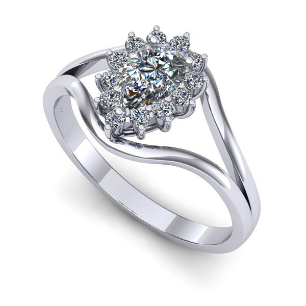 Inel de logodna din aur alb cu safir alb