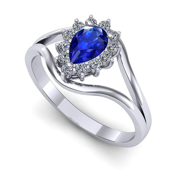 Inel de logodna din aur alb cu safir