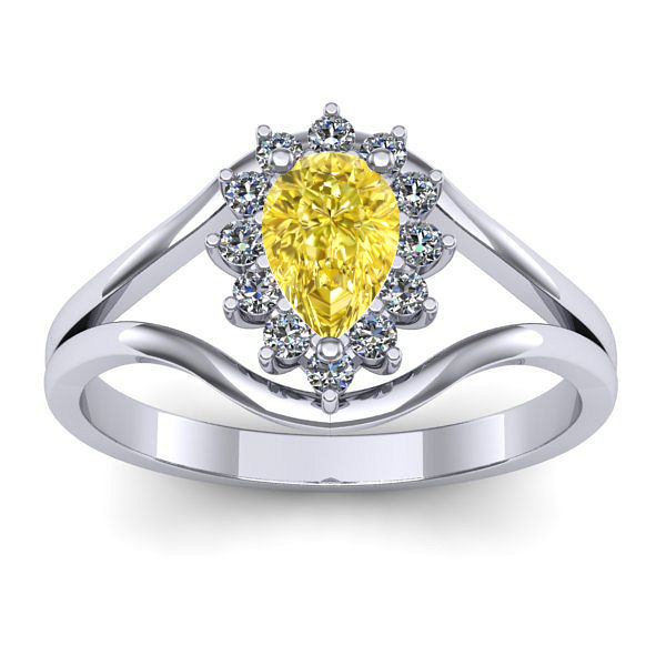 Inel logodna cu safir galben lacrima