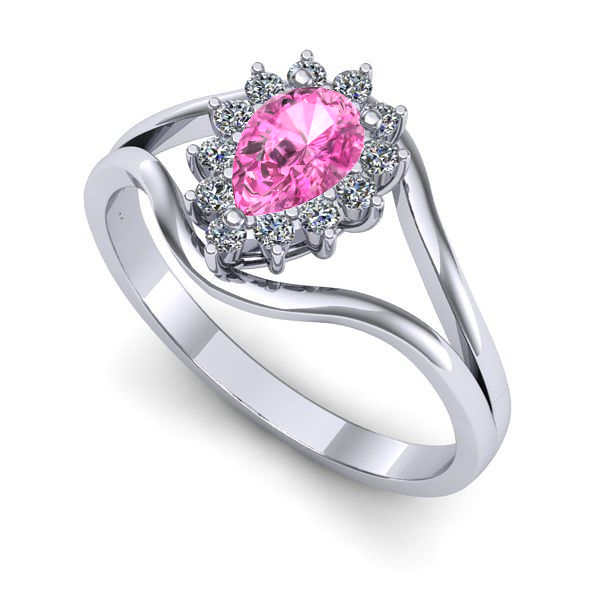 Inel din aur alb cu safir roz