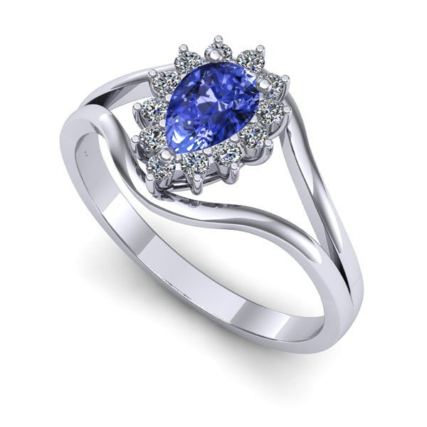 Inel logodna din aur alb cu tanzanit