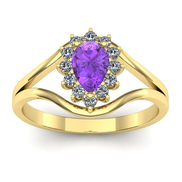 Inel de logodna cu ametist lacrima