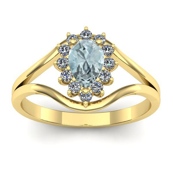 Inel cu aquamarin lacrima