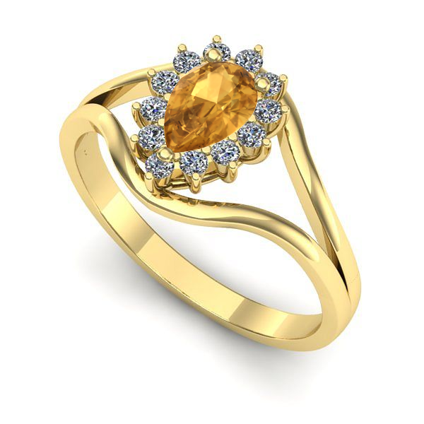 Inel logodna din aur galben cu citrin