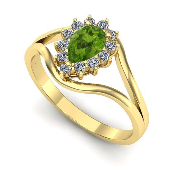 Inel logodna din aur galben cu peridot