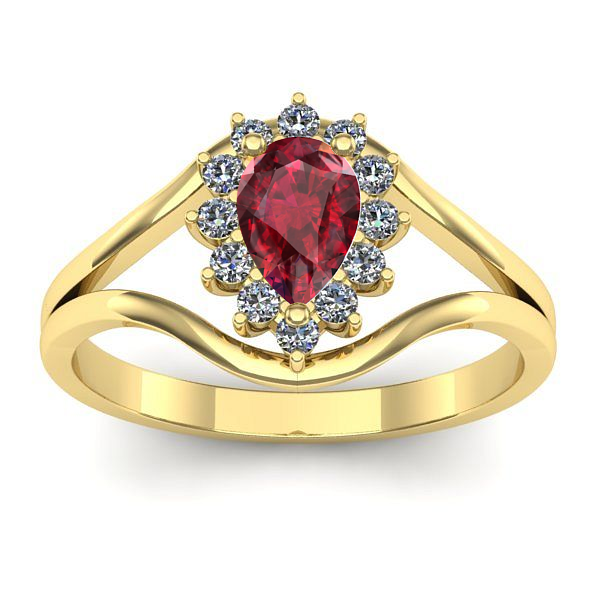 Inel logodna cu rubin lacrima