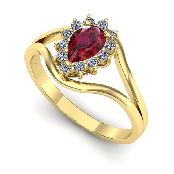Inel de logodna din aur galben cu rubin
