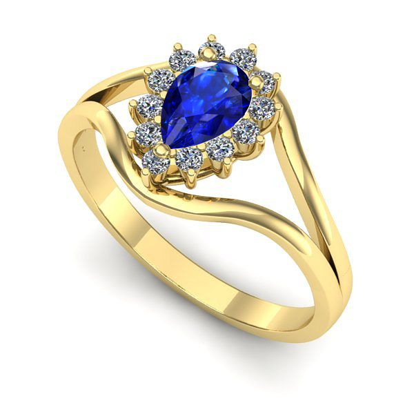 Inel logodna din aur galben cu safir