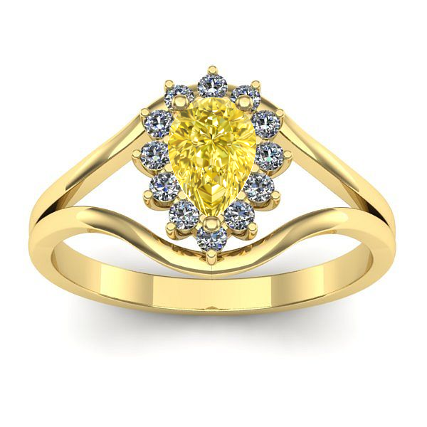 Inel cu safir galben lacrima