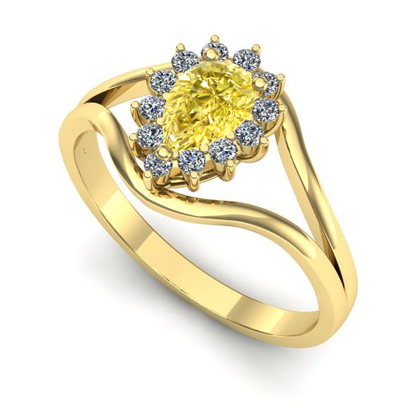 Inel de logodna din aur galben cu safir galben