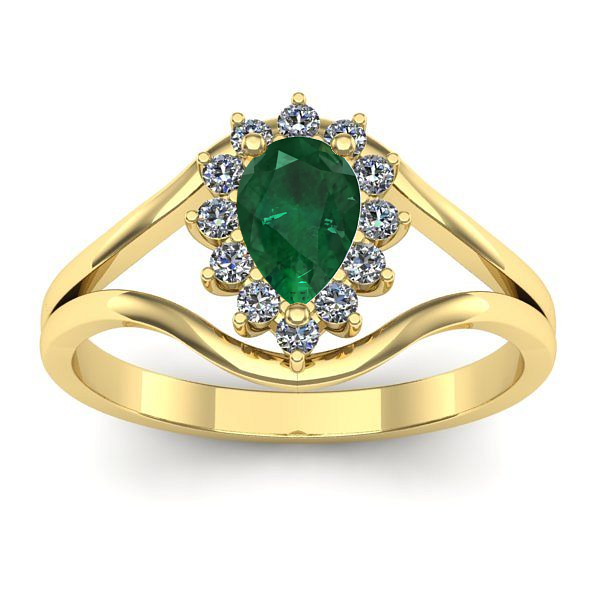 Inel logodna cu smarald lacrima