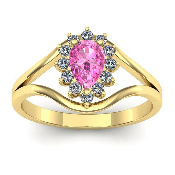 Inel cu safir roz lacrima