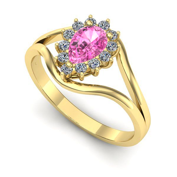 Inel din aur galben cu safir roz