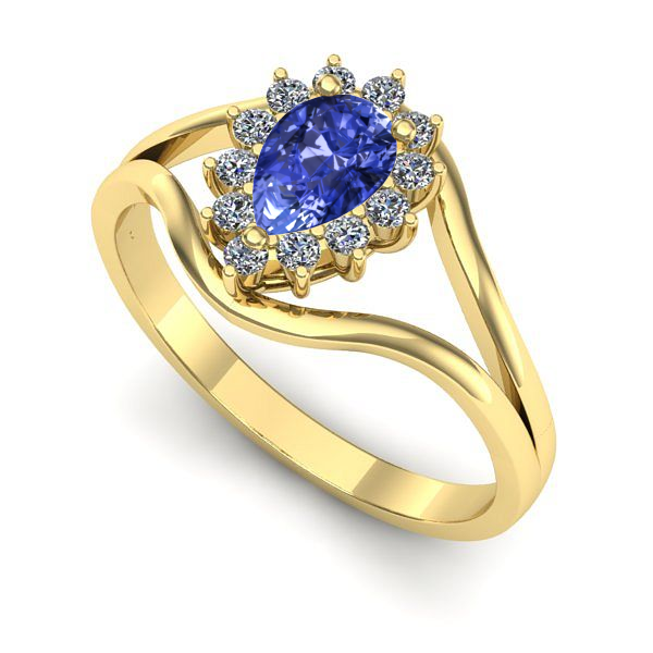 Inel din aur galben cu tanzanit