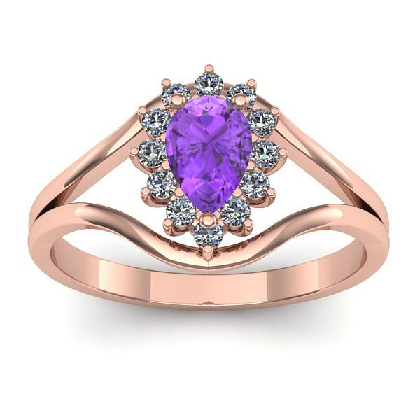 Inel de logodna cu ametist lacrima