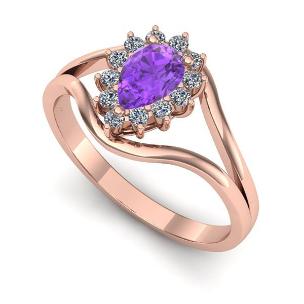 Inel din aur roz cu ametist