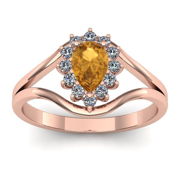 Inel cu citrin lacrima