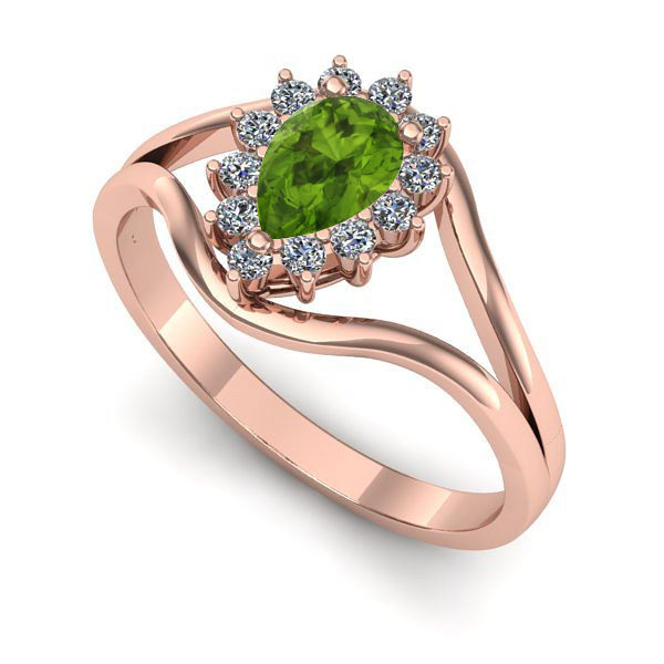 Inel de logodna din aur roz cu peridot