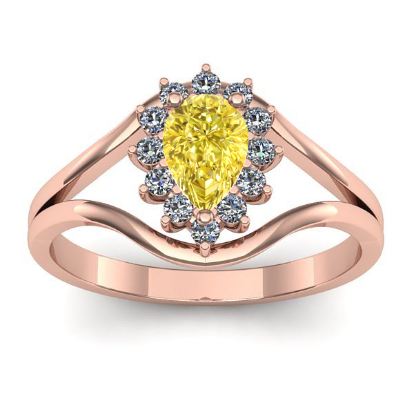 Inel logodna cu safir galben lacrima