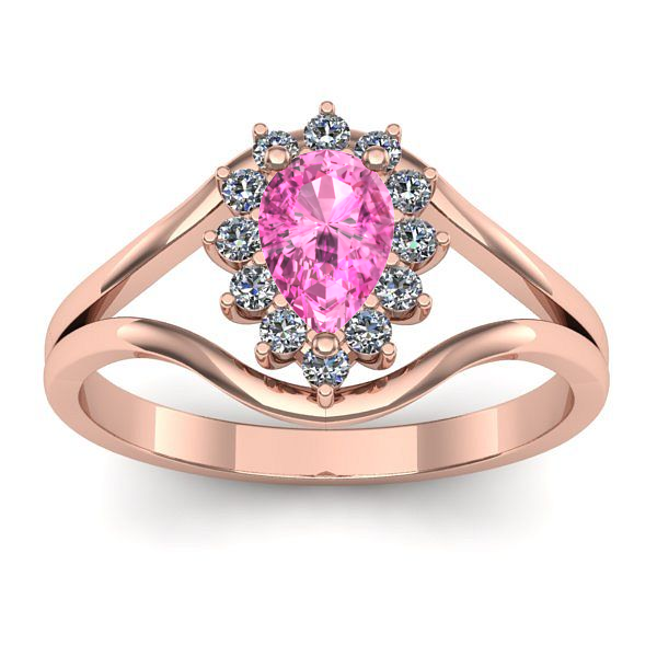 Inel cu safir roz lacrima