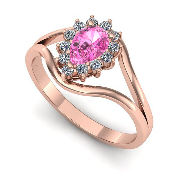 Inel din aur roz cu safir roz