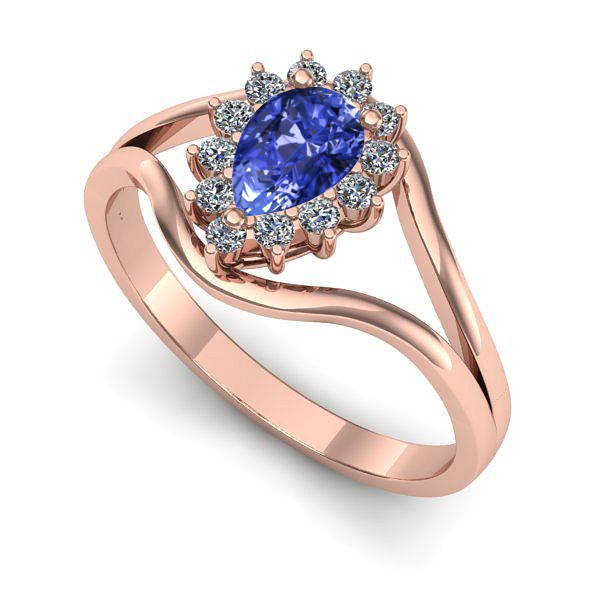 Inel logodna din aur roz cu tanzanit