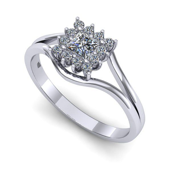 Inel din aur alb cu diamant