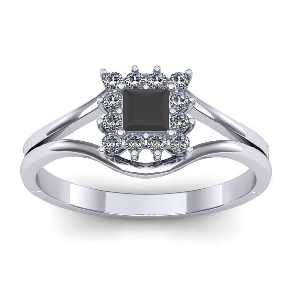 Inel de logodna cu diamant negru patrat