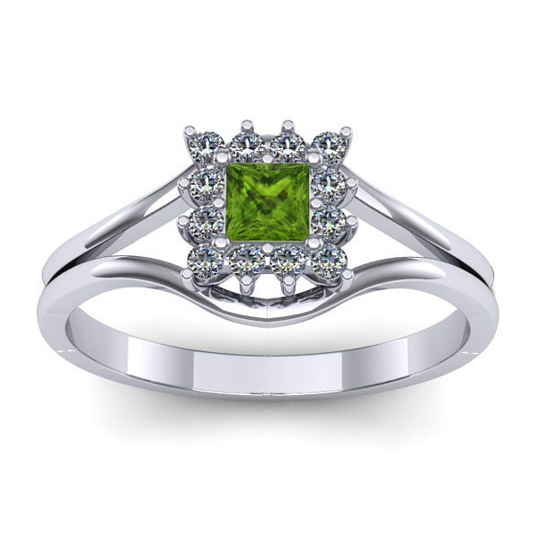 Inel cu peridot patrat