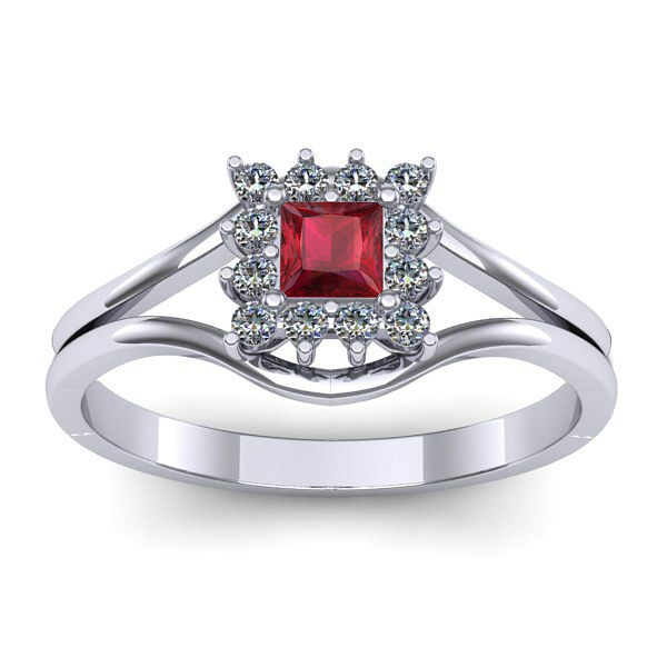Inel de logodna cu rubin patrat