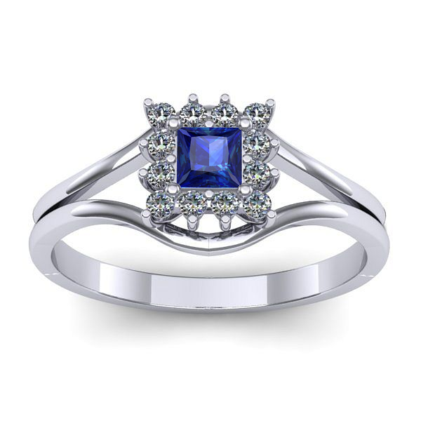 Inel logodna cu safir patrat