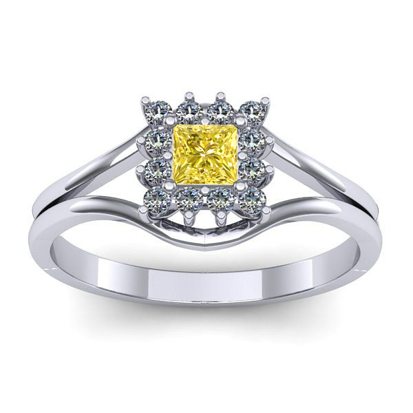 Inel de logodna cu safir galben patrat