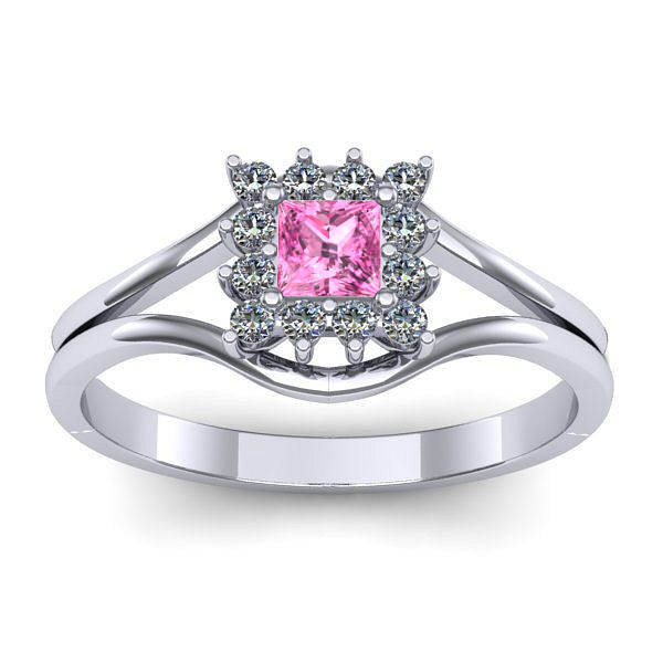 Inel de logodna cu safir roz patrat