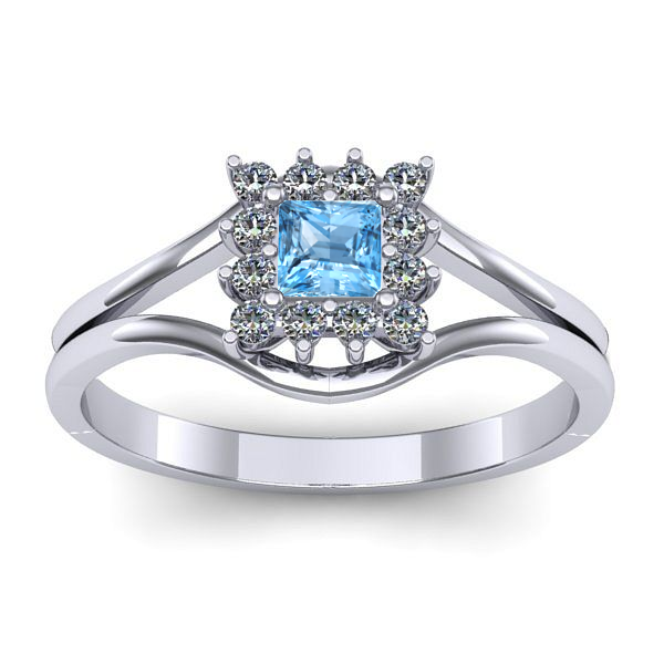 Inel cu topaz blue patrat