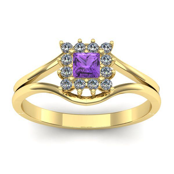 Inel cu ametist patrat