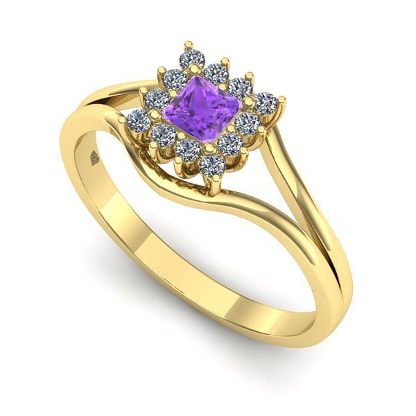 Inel din aur galben cu ametist