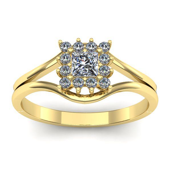 Inel cu diamant patrat