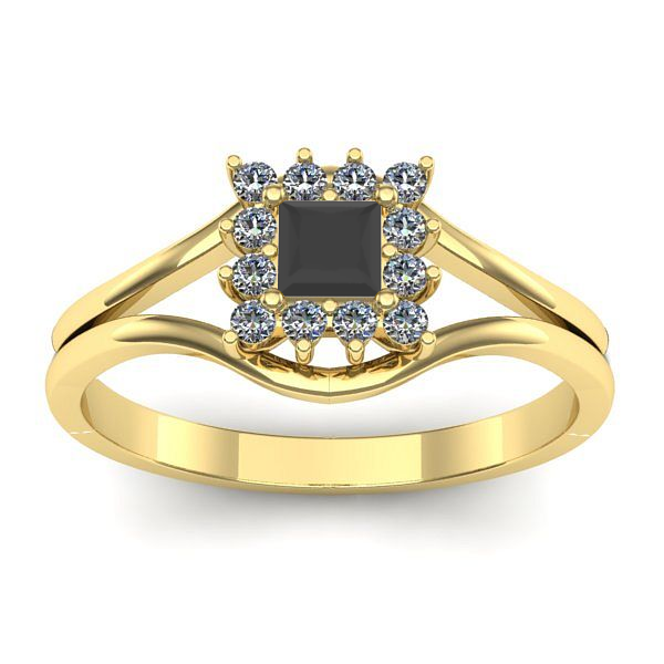 Inel de logodna cu diamant negru patrat
