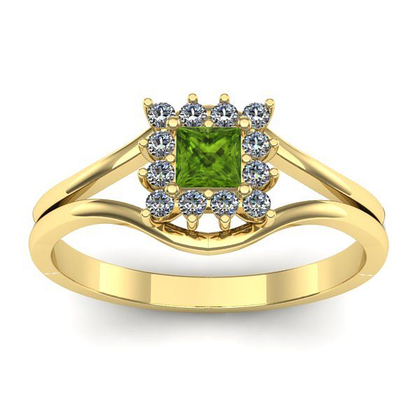 Inel de logodna cu peridot patrat