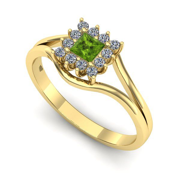 Inel logodna din aur galben cu peridot