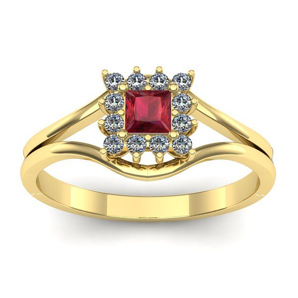 Inel cu rubin patrat