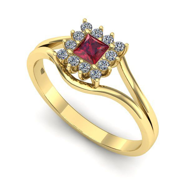 Inel de logodna din aur galben cu rubin