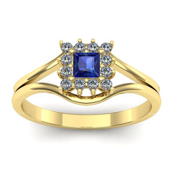 Inel de logodna cu safir patrat