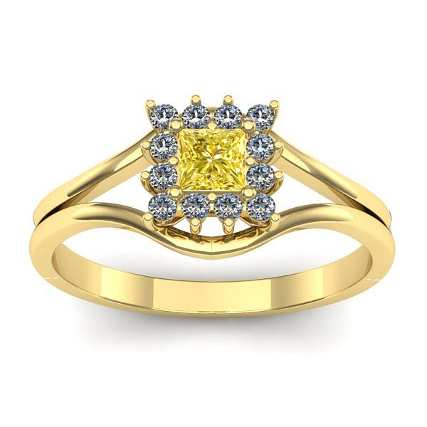 Inel logodna cu safir galben patrat